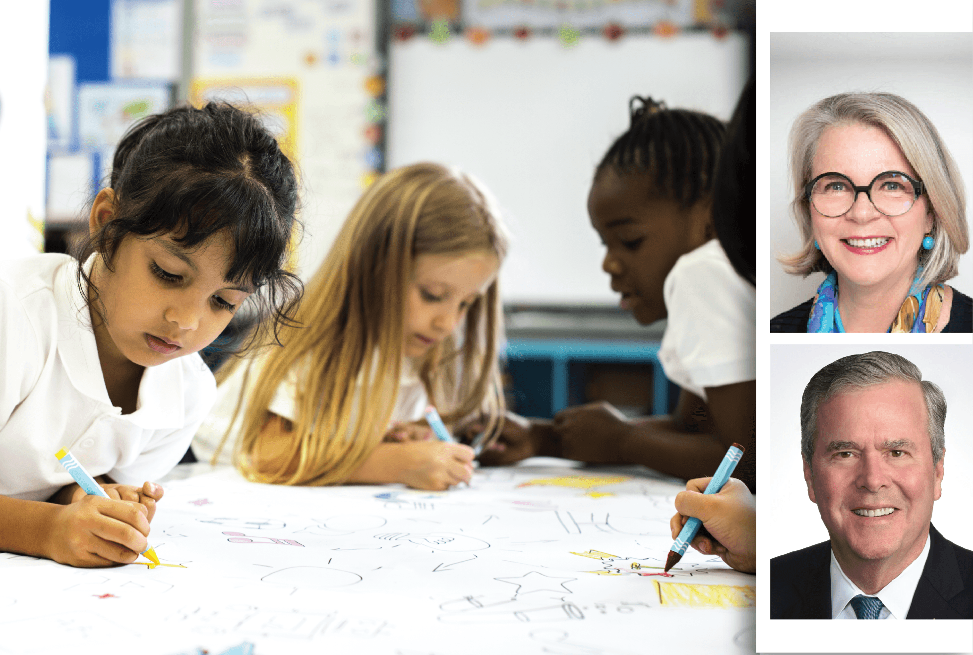 Kids learnign in a school.